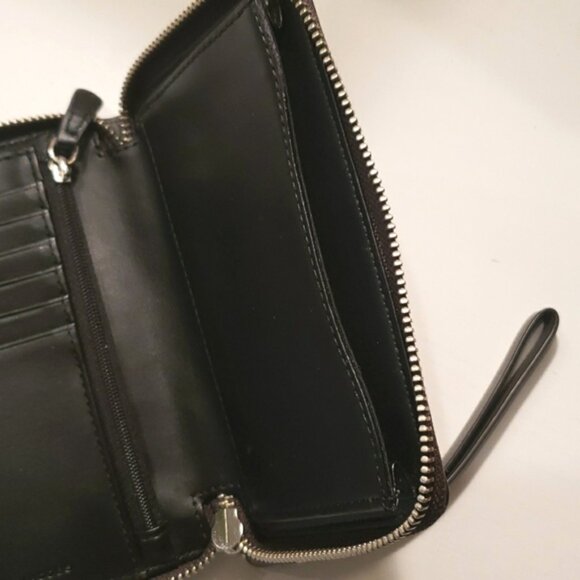 MARC JACOBS NY EMPIRE CITY LEATHER WALLET/WRISTLET ~ DARK GREY - Picture 8 of 12
